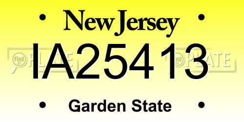IA25413 New Jersey License Plate