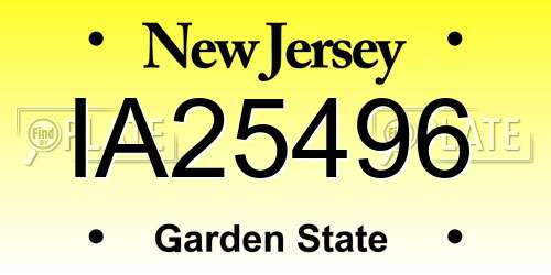 IA25496 New Jersey License Plate