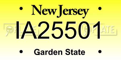 IA25501 New Jersey License Plate