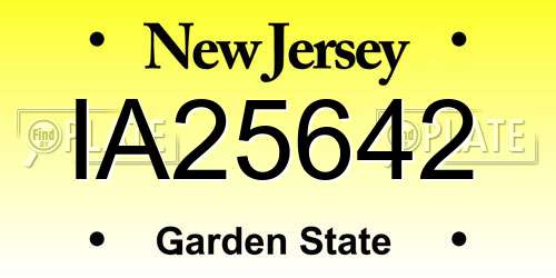 IA25642 New Jersey License Plate
