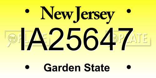 IA25647 New Jersey License Plate