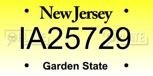 IA25729 New Jersey License Plate