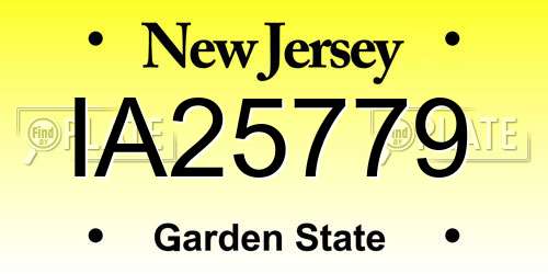 IA25779 New Jersey License Plate