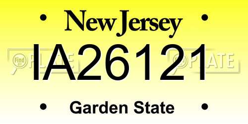 IA26121 New Jersey License Plate