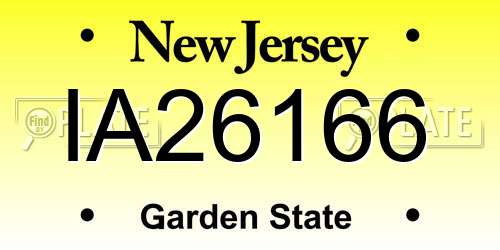 IA26166 New Jersey License Plate