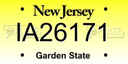 IA26171 New Jersey License Plate
