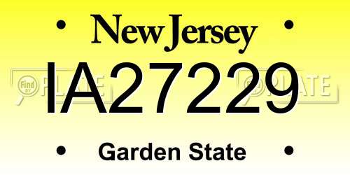 IA27229 New Jersey License Plate
