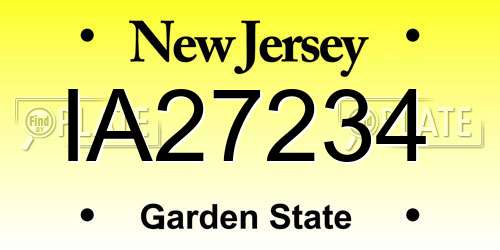IA27234 New Jersey License Plate