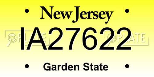 IA27622 New Jersey License Plate