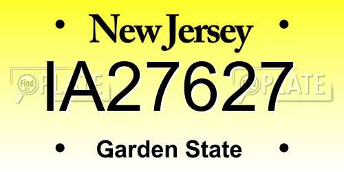 IA27627 New Jersey License Plate