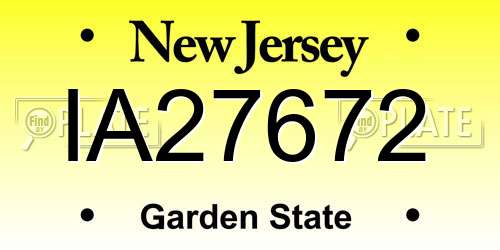 IA27672 New Jersey License Plate