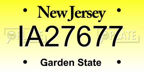 IA27677 New Jersey License Plate