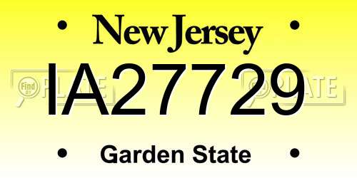 IA27729 New Jersey License Plate