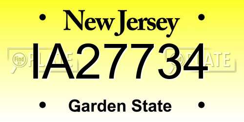 IA27734 New Jersey License Plate