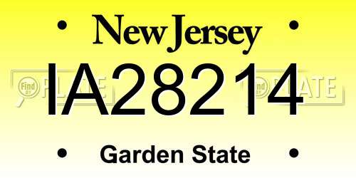 IA28214 New Jersey License Plate