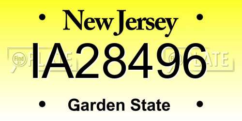 IA28496 New Jersey License Plate