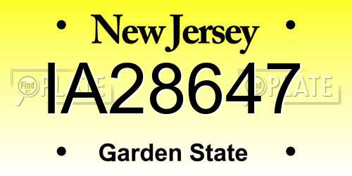 IA28647 New Jersey License Plate