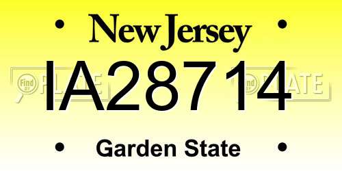 IA28714 New Jersey License Plate