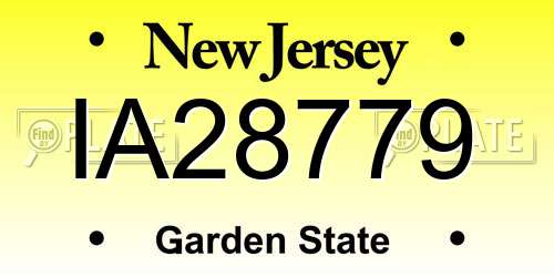 IA28779 New Jersey License Plate