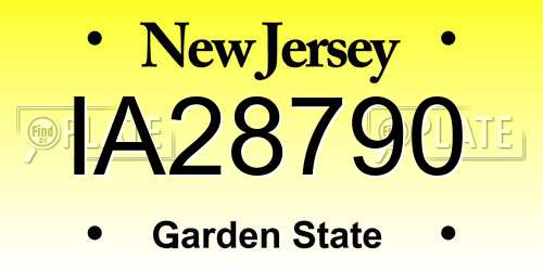 IA28790 New Jersey License Plate