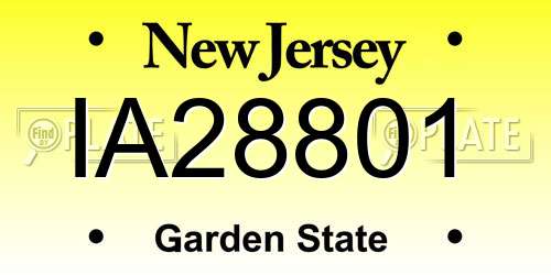 IA28801 New Jersey License Plate