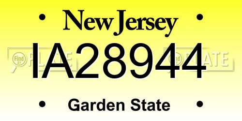IA28944 New Jersey License Plate