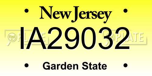 IA29032 New Jersey License Plate