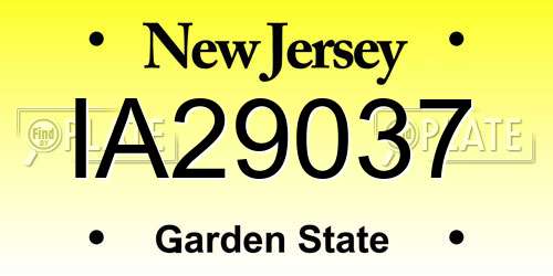 IA29037 New Jersey License Plate