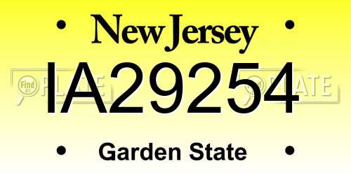 IA29254 New Jersey License Plate