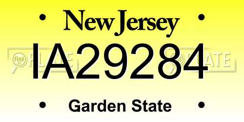 IA29284 New Jersey License Plate
