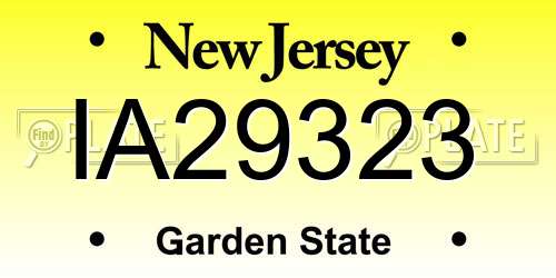 IA29323 New Jersey License Plate