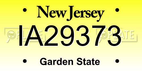IA29373 New Jersey License Plate