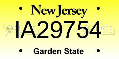 IA29754 New Jersey License Plate
