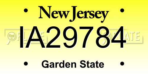 IA29784 New Jersey License Plate