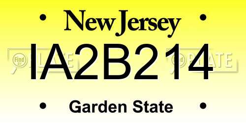 IA2B214 New Jersey License Plate