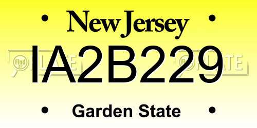 IA2B229 New Jersey License Plate