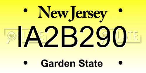 IA2B290 New Jersey License Plate