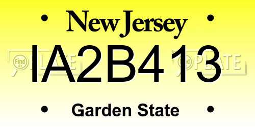 IA2B413 New Jersey License Plate