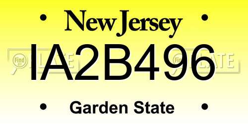 IA2B496 New Jersey License Plate
