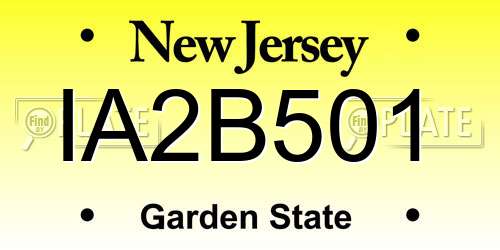 IA2B501 New Jersey License Plate