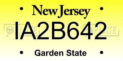 IA2B642 New Jersey License Plate