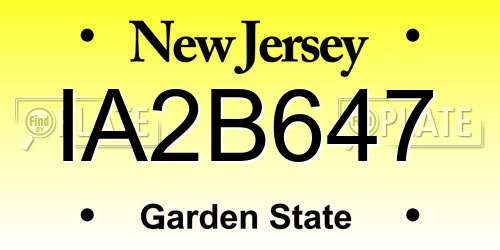 IA2B647 New Jersey License Plate