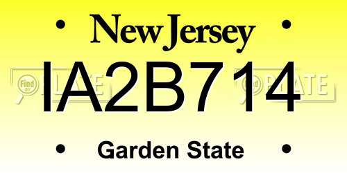 IA2B714 New Jersey License Plate