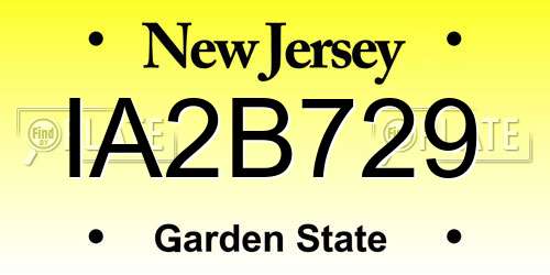 IA2B729 New Jersey License Plate