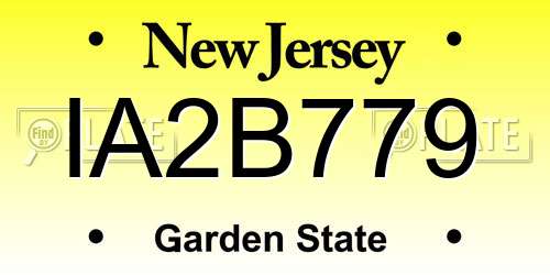 IA2B779 New Jersey License Plate
