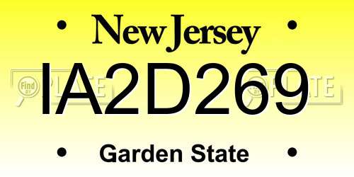 IA2D269 New Jersey License Plate