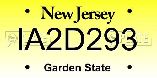 IA2D293 New Jersey License Plate