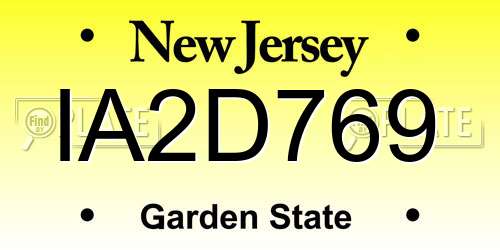 IA2D769 New Jersey License Plate