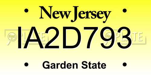 IA2D793 New Jersey License Plate