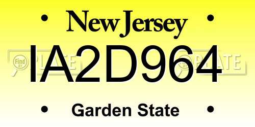 IA2D964 New Jersey License Plate